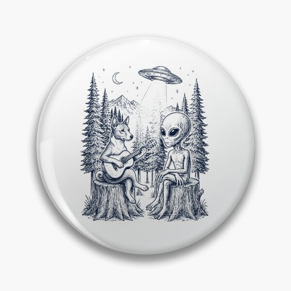 Item preview, Vintage Basenji Playing Guitar With Alien And UFO Dog Lover designed and sold by DoodleTortle.