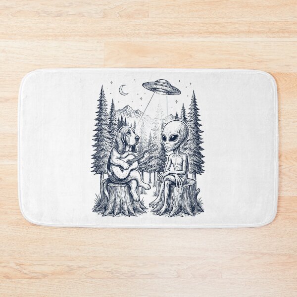 Item preview, Vintage Basset Hound Playing Guitar With Alien And UFO Dog Lover designed and sold by DoodleTortle.