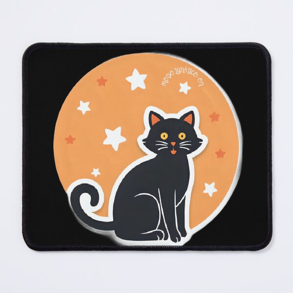 Item preview, Cute Black Cat Under Orange Moon Mood ‘Lunatic Mode On’ Quote designed and sold by lunadesignsmoon.
