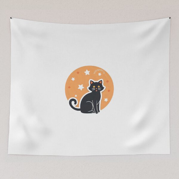 Item preview, Cute Black Cat Under Orange Moon Mood ‘Lunatic Mode On’ Quote designed and sold by lunadesignsmoon.