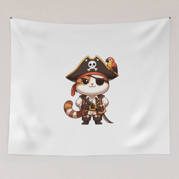 Item preview, Cute Pirate Cat Adventure Gift for Fantasy Lovers designed and sold by CyfroweMysli.
