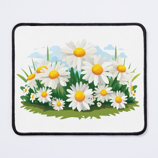 Item preview, White Daisy Field with Yellow Centers and Blue Sky - Cheerful Spring Floral Art Print designed and sold by DesignArtist.ia.