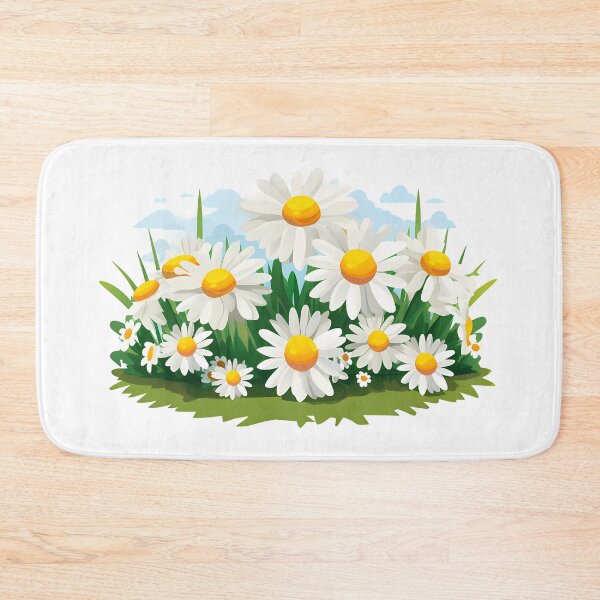 Item preview, White Daisy Field with Yellow Centers and Blue Sky - Cheerful Spring Floral Art Print designed and sold by DesignArtist.ia.