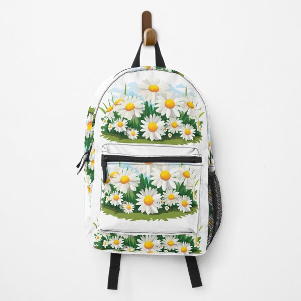 Item preview, White Daisy Field with Yellow Centers and Blue Sky - Cheerful Spring Floral Art Print designed and sold by DesignArtist.ia.