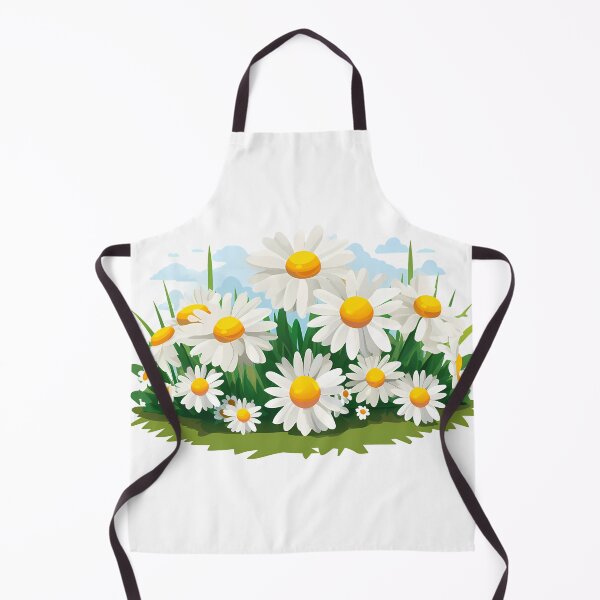 Item preview, White Daisy Field with Yellow Centers and Blue Sky - Cheerful Spring Floral Art Print designed and sold by DesignArtist.ia.