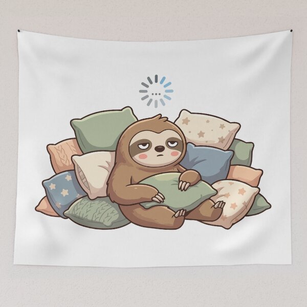 Item preview, Buffering Brain Loading Funny Lazy Sloth designed and sold by Petzzz.