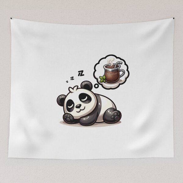 Item preview, Sleeping Panda Dreaming of Yerba Mate Cute Relax Design designed and sold by CyfroweMysli.