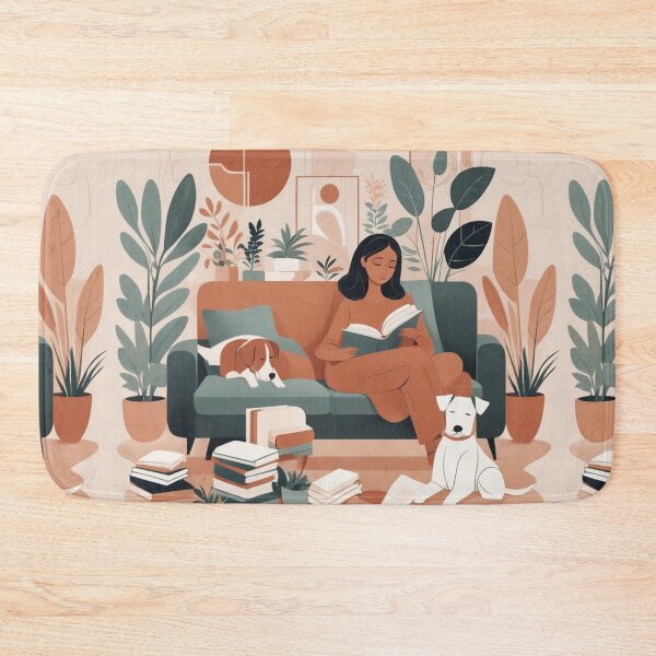 Item preview, Copy of Cozy Book Woman girl Mom Dog Aesthetic Relaxing Lifestyle Design Books plants selfcare  triptic designed and sold by VISO-art.