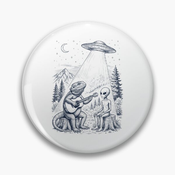 Item preview, Vintage Bearded Dragon Playing Guitar With Alien And UFO Animal Lover designed and sold by DoodleTortle.