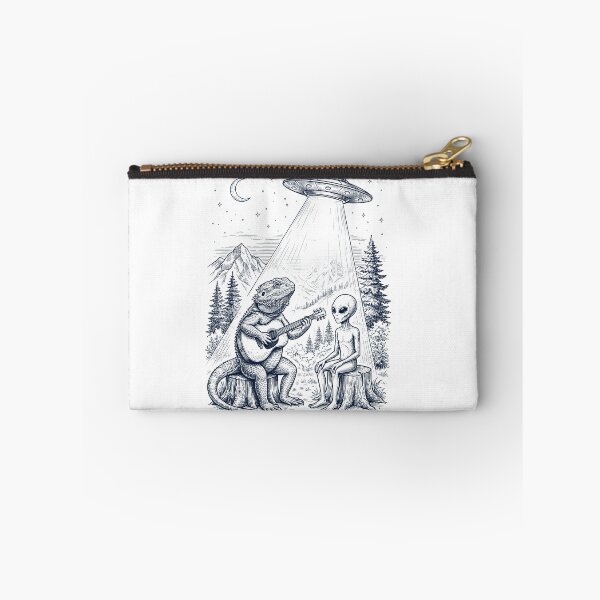 Item preview, Vintage Bearded Dragon Playing Guitar With Alien And UFO Animal Lover designed and sold by DoodleTortle.