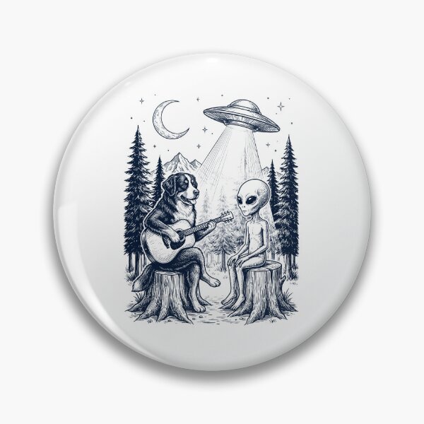 Item preview, Vintage Bernese Mountain Dog Playing Guitar With Alien And UFO Dog Lover designed and sold by DoodleTortle.
