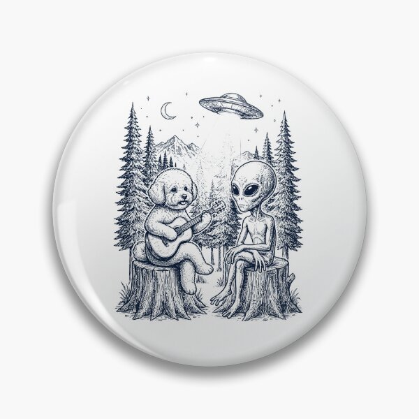 Item preview, Vintage Bichon Frise Playing Guitar With Alien And UFO Dog Lover designed and sold by DoodleTortle.