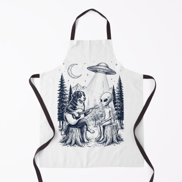 Item preview, Vintage Bernese Mountain Dog Playing Guitar With Alien And UFO Dog Lover designed and sold by DoodleTortle.