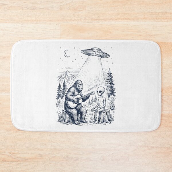 Item preview, Vintage Bigfoot Playing Guitar With Alien And UFO Sasquatch Lover designed and sold by DoodleTortle.