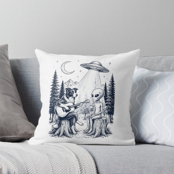 Item preview, Vintage Border Collie Playing Guitar With Alien And UFO Dog Lover designed and sold by DoodleTortle.