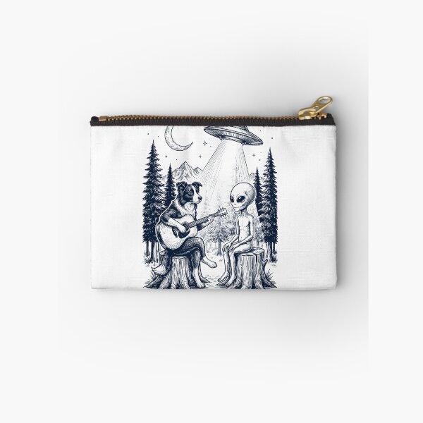 Item preview, Vintage Border Collie Playing Guitar With Alien And UFO Dog Lover designed and sold by DoodleTortle.