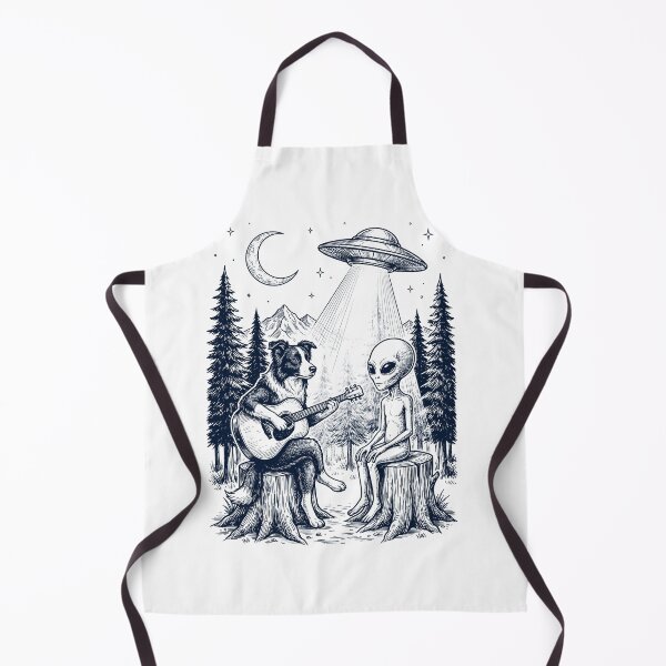 Item preview, Vintage Border Collie Playing Guitar With Alien And UFO Dog Lover designed and sold by DoodleTortle.