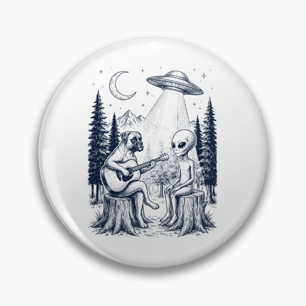 Item preview, Vintage Boxer Dog Playing Guitar With Alien And UFO Dog Lover designed and sold by DoodleTortle.