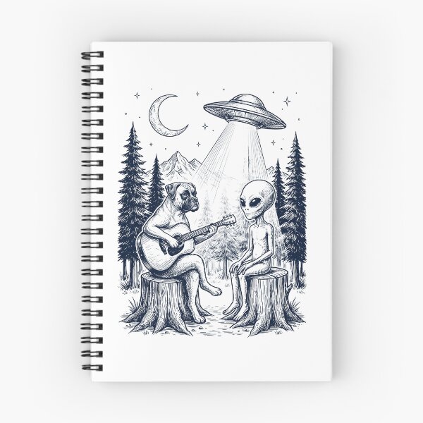 Item preview, Vintage Boxer Dog Playing Guitar With Alien And UFO Dog Lover designed and sold by DoodleTortle.