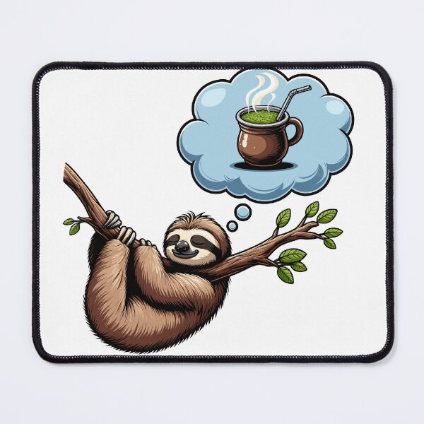 Item preview, Sleeping Sloth Hanging Dreaming of Yerba Mate Cute Chill Design designed and sold by CyfroweMysli.