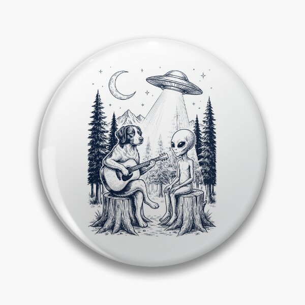 Item preview, Vintage Brittany Playing Guitar With Alien And UFO Dog Lover designed and sold by DoodleTortle.