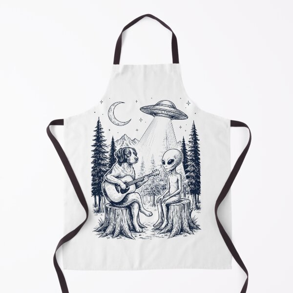 Item preview, Vintage Brittany Playing Guitar With Alien And UFO Dog Lover designed and sold by DoodleTortle.