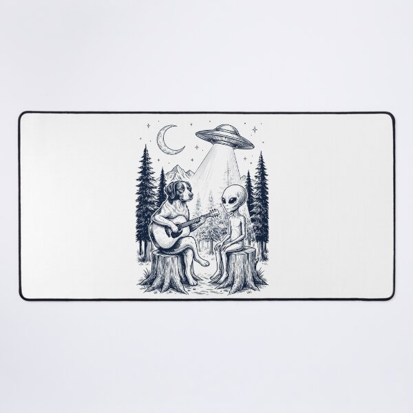 Item preview, Vintage Brittany Playing Guitar With Alien And UFO Dog Lover designed and sold by DoodleTortle.