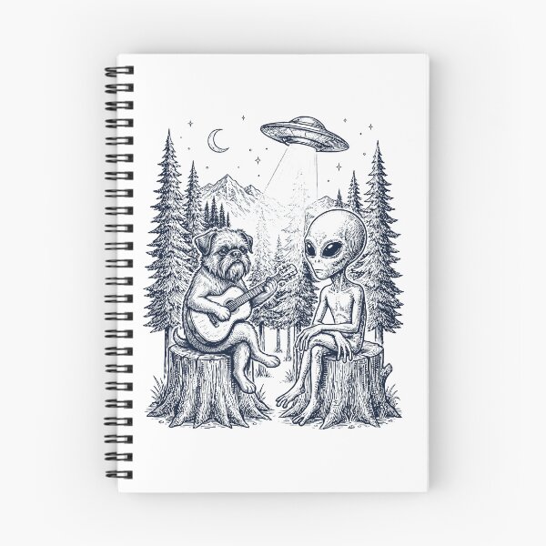 Item preview, Vintage Brussels Griffon Playing Guitar With Alien And UFO Dog Lover designed and sold by DoodleTortle.
