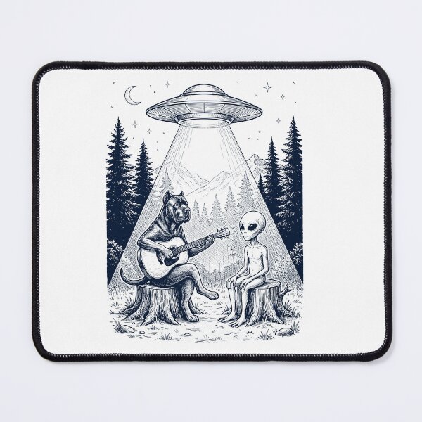 Item preview, Vintage Cane Corso Playing Guitar With Alien And UFO Dog Lover designed and sold by DoodleTortle.