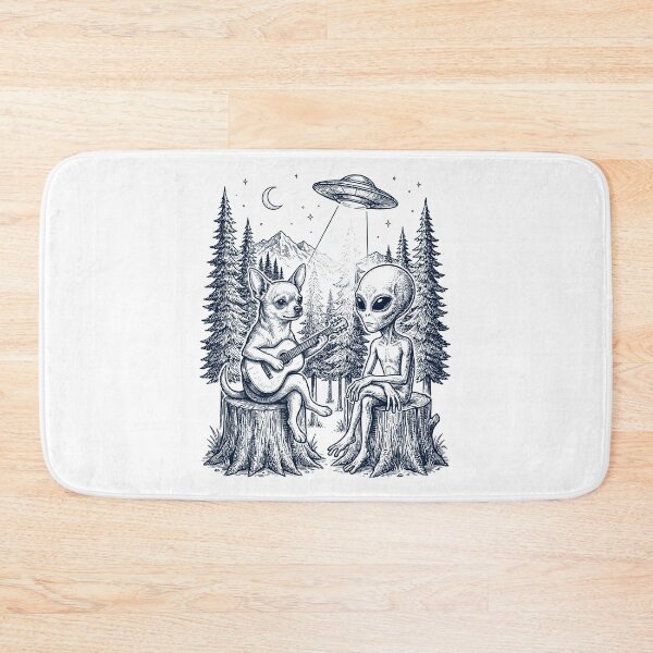Item preview, Vintage Chihuahua Playing Guitar With Alien And UFO Dog Lover designed and sold by DoodleTortle.