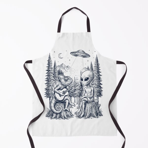 Item preview, Vintage Chameleon Playing Guitar With Alien And UFO Animal Lover designed and sold by DoodleTortle.