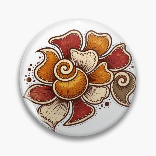 Item preview, Hand Block Floral Design – Traditional Indian Kalamkari Style, Warm Ethnic Orange Pattern designed and sold by DesiArtCreator.