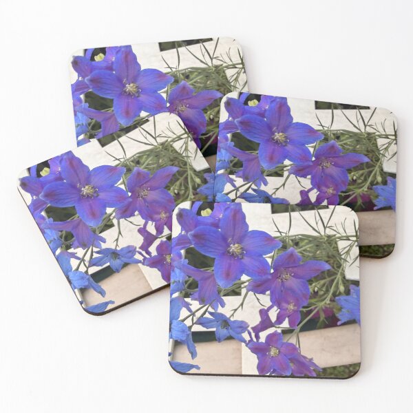 Item preview, Vibrant Blue and Purple Delphiniums on Garden Trellis. designed and sold by Pearls1.
