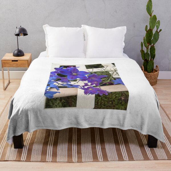 Item preview, Vibrant Blue and Purple Delphiniums on Garden Trellis. designed and sold by Pearls1.