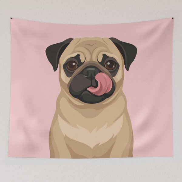 Item preview, Funny Pug Dog Licking Nose Art designed and sold by BrownHorse90s.