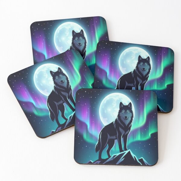 Item preview, Night Wanderer: Majestic Wolf under Aurora Skies designed and sold by NeonKawaiiCo.