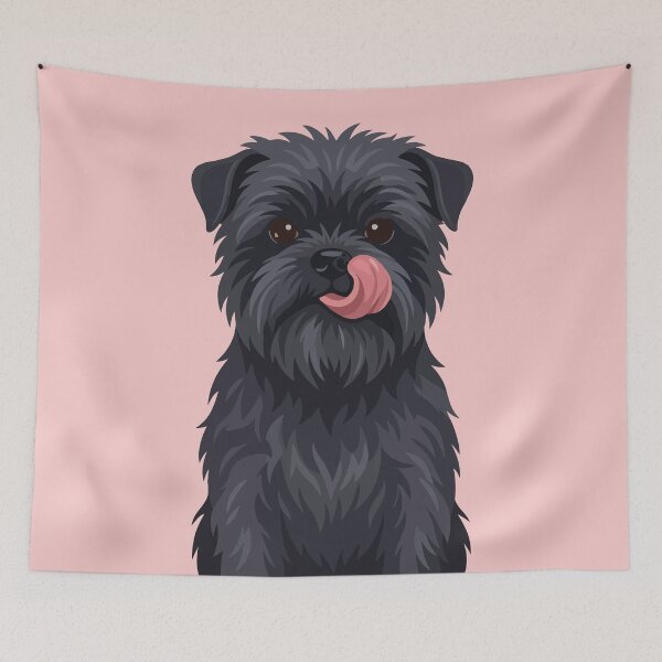 Item preview, Scruffy Black Terrier Affenpinscher Licking Nose designed and sold by BrownHorse90s.