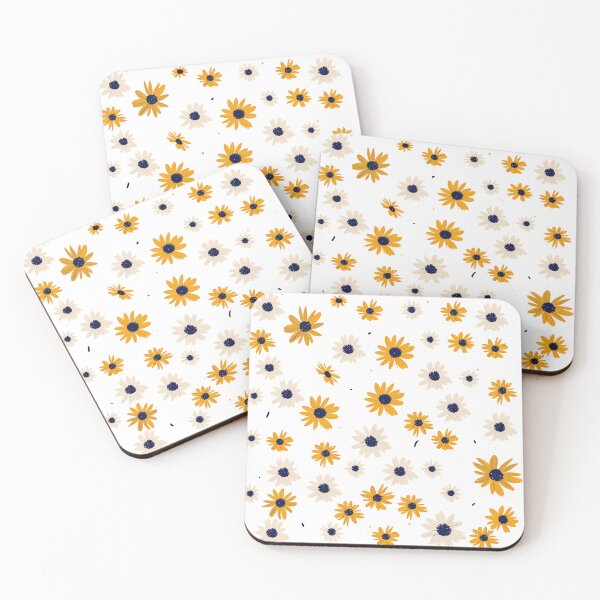 Item preview, Yellow and White Daisy Pattern - Cheerful Floral Scattered Art Print designed and sold by DesignArtist.ia.