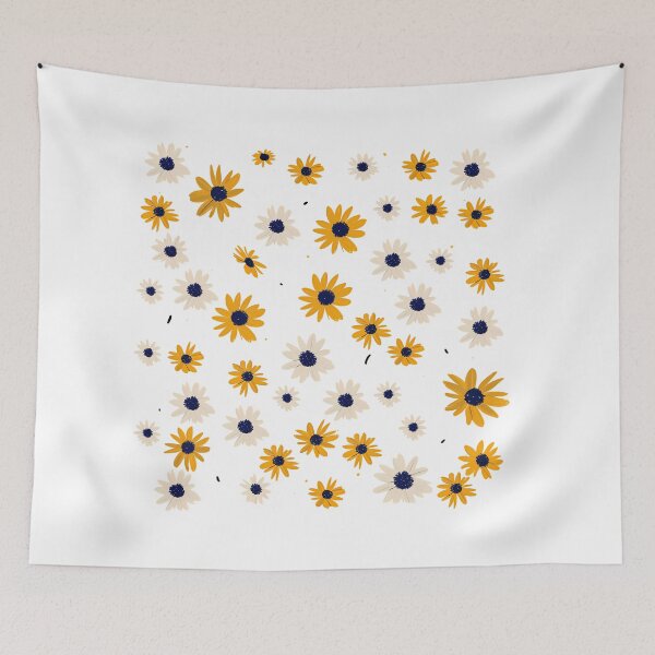 Item preview, Yellow and White Daisy Pattern - Cheerful Floral Scattered Art Print designed and sold by DesignArtist.ia.