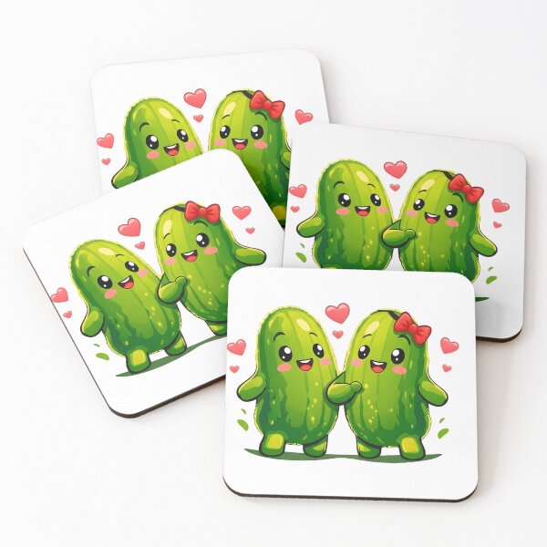 Item preview, Cute Funny Pickle Couple – Kawaii Pickles in Love Cartoon, Romantic Food Design for T-Shirts, Mugs & Cute Couple Gifts designed and sold by Basma Designs | Retro, Kawaii Shirts & Stickers.