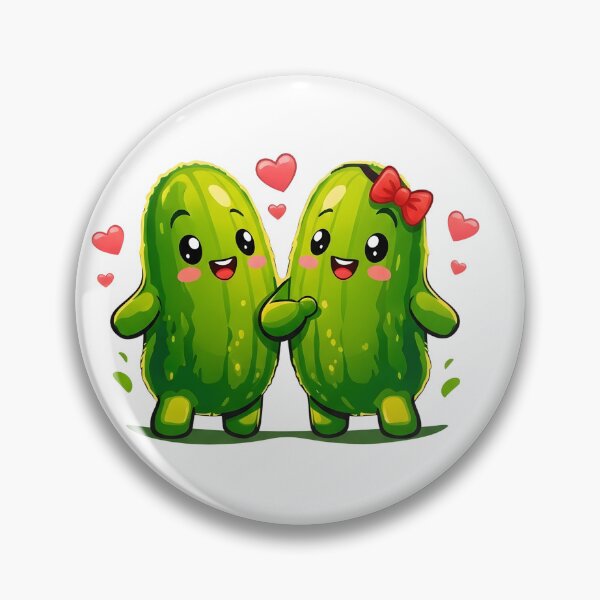 Item preview, Cute Funny Pickle Couple – Kawaii Pickles in Love Cartoon, Romantic Food Design for T-Shirts, Mugs & Cute Couple Gifts designed and sold by Basma Designs | Retro, Kawaii Shirts & Stickers.