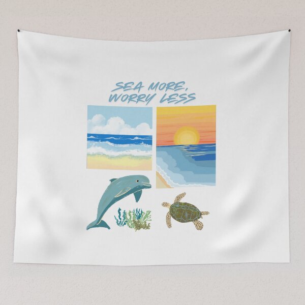 Item preview, Sea More, Worry less - Cute Ocean Animal Summer Beach Sunset Design designed and sold by GoodBaguette.