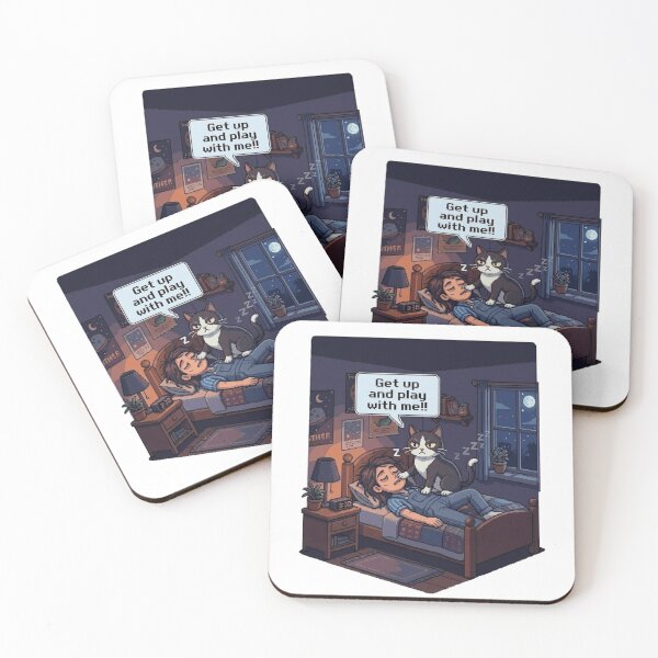 Item preview, Mother’s Day Tired Cat Mom – Funny Pixel Art Cat Wants to Play designed and sold by PawMic.