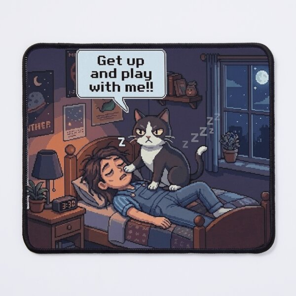 Item preview, Mother’s Day Tired Cat Mom – Funny Pixel Art Cat Wants to Play designed and sold by PawMic.