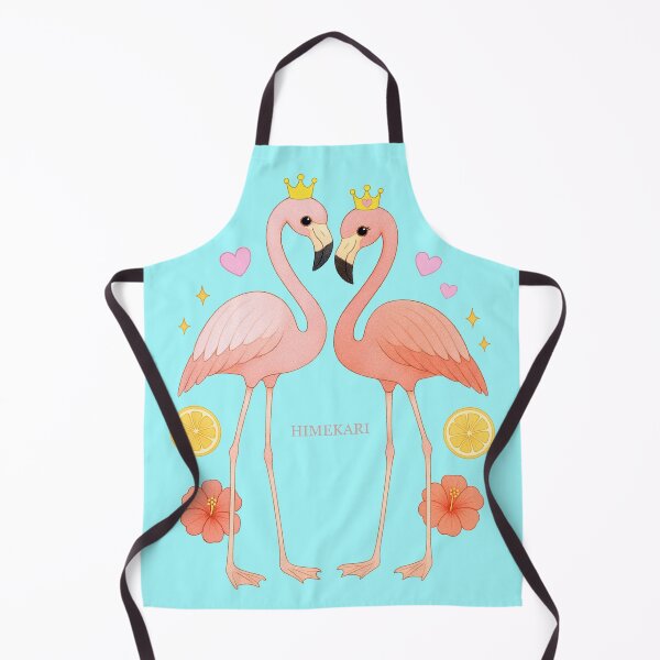 Item preview, Flamingo Couple with Hibiscus and Lemon - Solid Blue designed and sold by HIMEKARI.