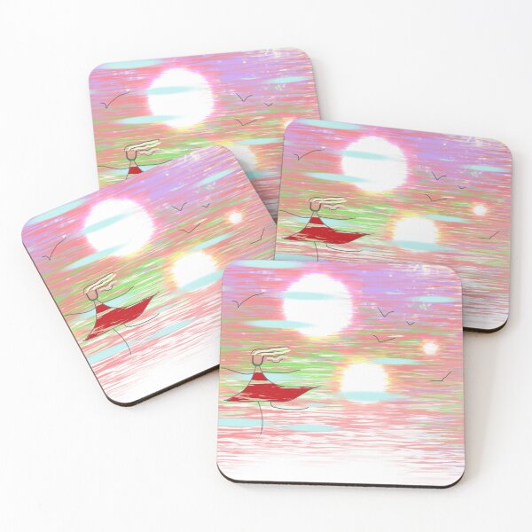 Item preview, Dancing at Pink Sunset — Abstract Coastal Art designed and sold by ZorianArt.
