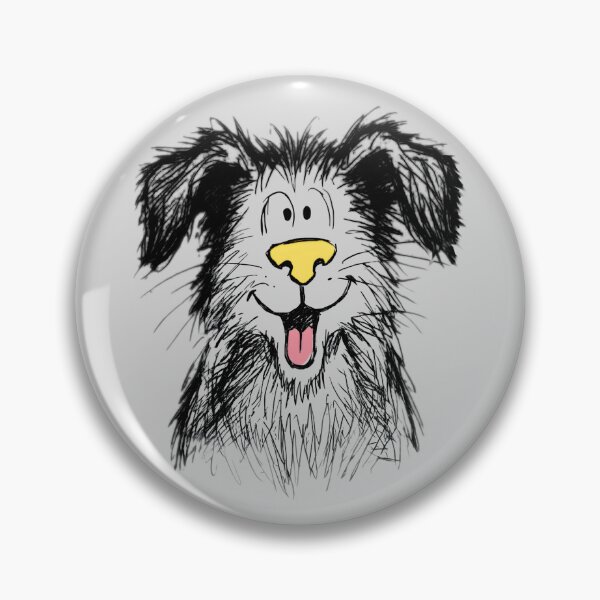 Item preview, Happy Shaggy Dog Sketch - Cute Messy Hair Pup with Yellow Nose - Hand Drawn Mutt designed and sold by Wild-way Art.