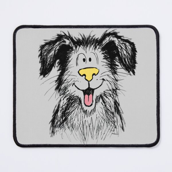 Item preview, Happy Shaggy Dog Sketch - Cute Messy Hair Pup with Yellow Nose - Hand Drawn Mutt designed and sold by Wild-way Art.