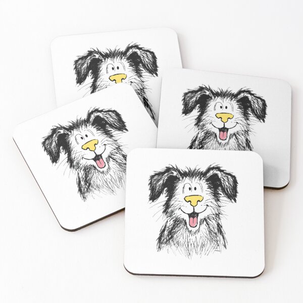 Item preview, Happy Shaggy Dog Sketch - Cute Messy Hair Pup with Yellow Nose - Hand Drawn Mutt designed and sold by Wild-way Art.
