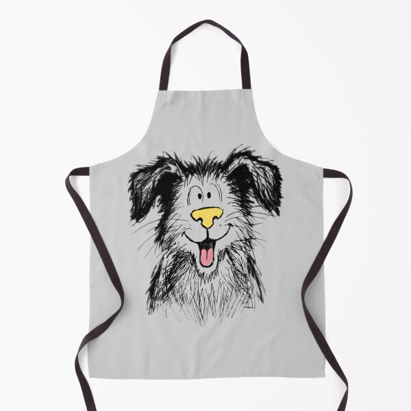 Item preview, Happy Shaggy Dog Sketch - Cute Messy Hair Pup with Yellow Nose - Hand Drawn Mutt designed and sold by Wild-way Art.